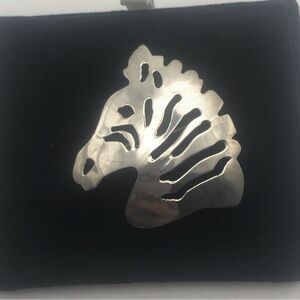 VTG Sterling Silver Zebra Equine Brooch Stamped 925 / 1.8”
